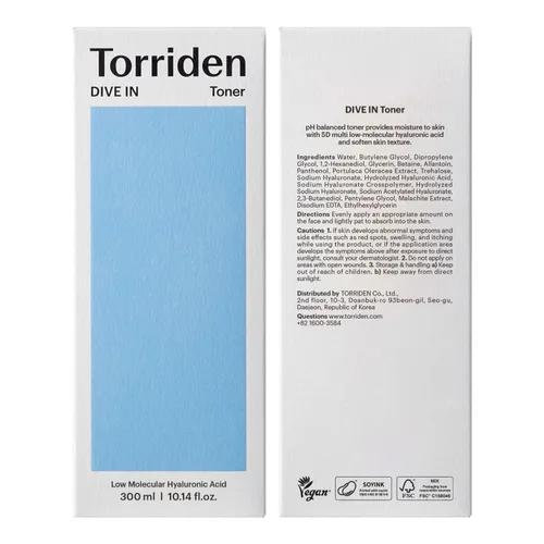 Vista 9 de Torriden Dive in Toner 300ml (10.14 fl. oz.) Agua Tonificante Facial Equilibrio de pH para Piel Seca Ácido Hialurónico, Pantenol, Alantoína