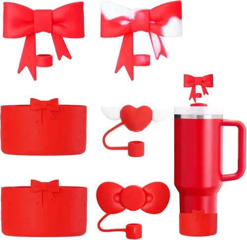Vista 7 de Stanley - Juego de accesorios para vasos que incluye 4 fundas de silicona para popotes Stanley Cup de 0.394 in/0.4 pulgadas, 2 botas de lazo