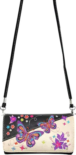 Vista 7 de Zelris Butterfly Flower Season Bordado mujeres ocultan llevar bolso cartera conjunto