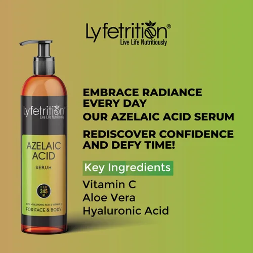 Vista 8 de Lyfetrition Suero de ácido azelaico con ácido hialurónico Suero facial natural con vitamina C y aloe vera (12 onzas líquidas), transparente