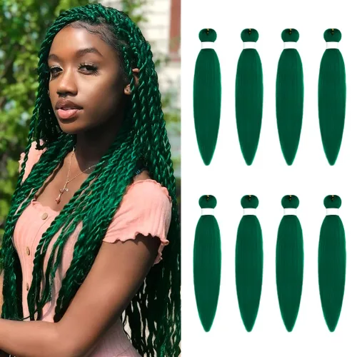 Vista 10 de 8 paquetes de extensiones preestiradas - 16 pulgadas de cabello trenzado premium, 55G/paquete, sin picazón, fijación en agua caliente, textura Perm