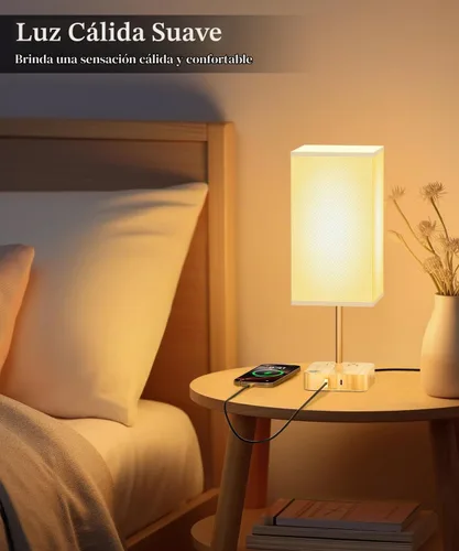 Vista 2 de Lámparas táctiles para mesita de noche para dormitorio con estación