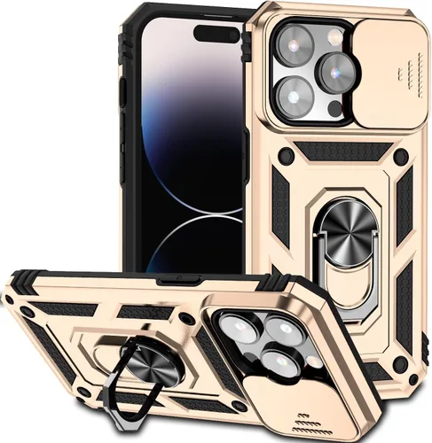 Vista 33 de Funda magnética compatible con iPhone 14 Pro de 6.1 pulgadas, funda magnética para iPhone 14 Pro con cubierta de cámara y soporte de grado militar