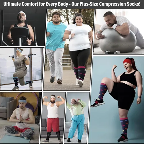 Vista 8 de FEYHAY Calcetines de compresión de cobre de talla grande (3 pares) de circulación de 20-30 mmHg es el mejor atlético y diario para hombres y mujeres