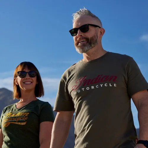 Vista 7 de Indian Motorcycle Camiseta de mujer con estampado bordado mixto, caqui