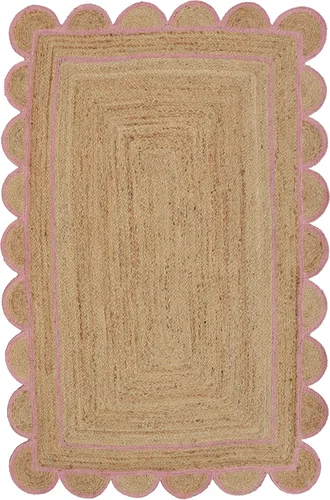 Vista 8 de Alfombra bohemia de yute con patrón festoneado (2 x 3 pies, negro)