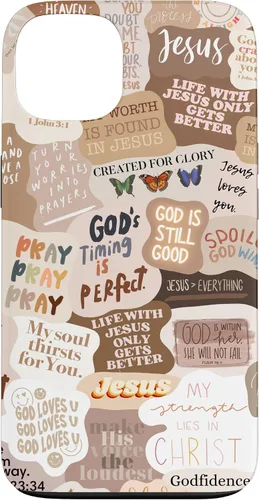 Vista 7 de Funda estética para iPhone 17 con frases positivas con versículos bíblicos cristianos