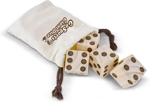 Vista 4 de GoSports Juego de dados gigantes de madera con marcador Rollzee y Farkle, incluye 6 dados, marcador de borrado en seco y bolsa de lona, elige dados