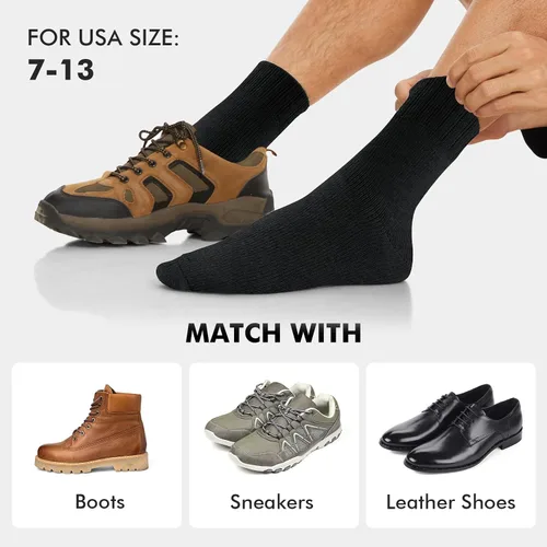 Vista 5 de YUVFEHY Paquete de 6 calcetines de lana para hombre, calcetines de invierno suaves y cálidos, calcetines casuales para hombre, calcetines para botas