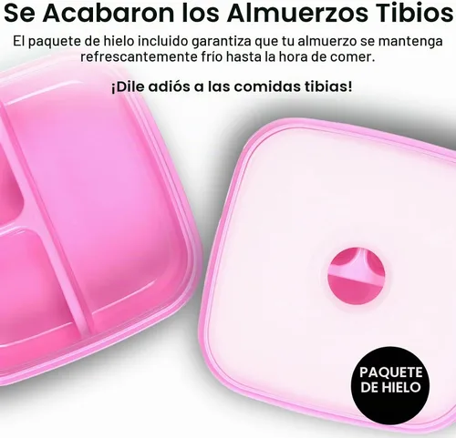 Vista 5 de Yoobi x Barbie - Caja Bento rosa y paquete de hielo, 3 compartimentos, a