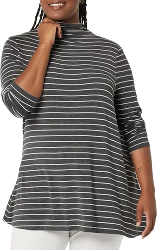 Vista 3 de Tienda Essentials Women's Jersey Long-Sleeve Mock Neck Swing Tunic (Previously Daily Ritual)