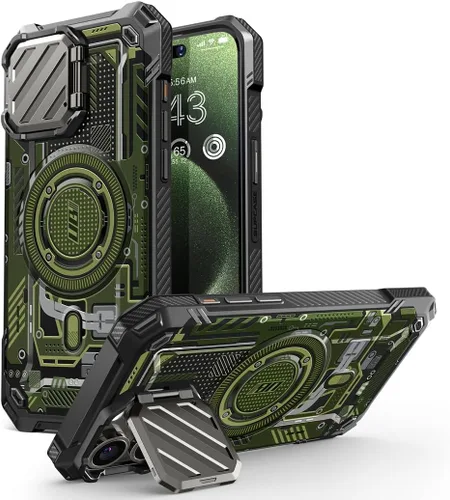 Vista 18 de SUPCASE para iPhone 15 Pro Max Funda con cubierta para cámara y soporte (UBMag XT) [Compatible con MagSafe] [Soporte incorporado]