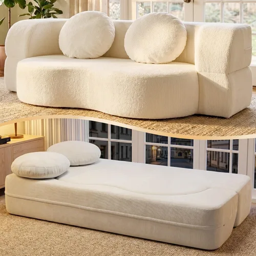 Vista 11 de Shintenchi Sofá cama convertible de 78 pulgadas, sofá cama 2 en 1 sin hueso, sofá biplaza de espuma viscoelástica, cama plegable de invitados con 2