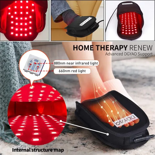 Vista 4 de DGXINJUN Terapia de luz roja para terapia de luz infrarroja para pies Zapatilla pies pies empeine LED dispositivo corporal portátil con modo de pulso
