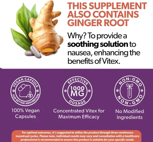 Vista 3 de Intimate Rose Vitex Chasteberry Suplemento para mujeres, 1000 mg - Baya de árbol casto para equilibrio hormonal, fertilidad y apoyo del síndrome