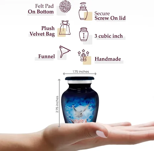 Vista 2 de Trupoint Memorials Urnas pequeñas para recuerdo de cenizas humanas, mini urna de cremación decorativa para hombres y mujeres adultos, juego de 4