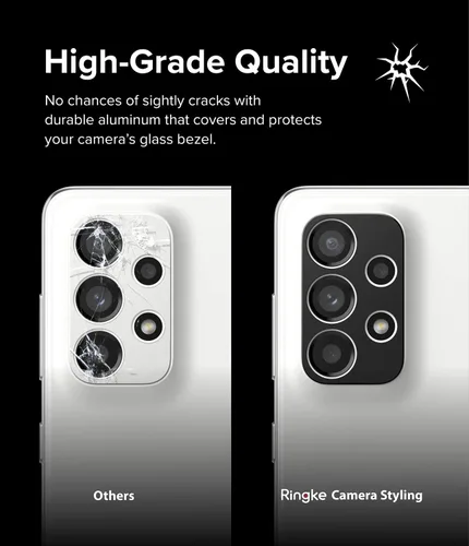Vista 4 de Ringke Estilo de cámara compatible con Samsung Galaxy A33 5G / A53 5G / A73 5G protector de lente de cámara, marco de aluminio resistente adhesivo