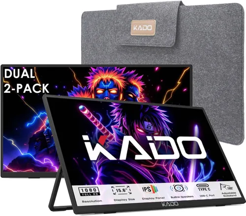 Vista 11 de Kado Paquete de 2 monitores portátiles 15.6 pulgadas 1920x1080 USB-C HDMI