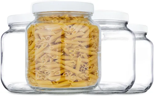 Vista 9 de kitchentoolz Tarro de masón de medio galón - Tarro de vidrio de boca ancha de 1/2 galón con tapa - Envases de almacenamiento de vidrio herméticos