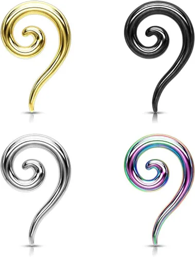 Vista 3 de Covet Jewelry 316L - Cónico espiral de acero quirúrgico