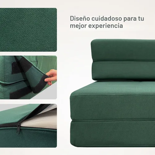 Vista 8 de ANONER Sofá cama plegable de espuma viscoelástica con almohada, tamaño Verde oscuro