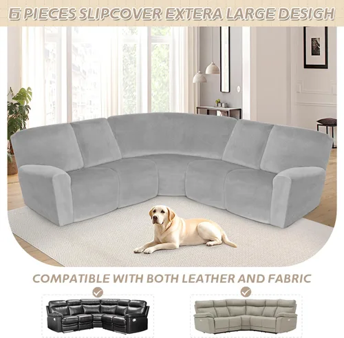 Vista 410 de Arfntevss Fundas de sofá seccional reclinable de terciopelo, Funda de sofá seccional de esquina para sofá reclinable, Funda elástica suave