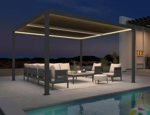 Vista 26 de PURPLE LEAF 94AS - Pérgola pequeña de aluminio compacto de 10 x 12 pies con techo rígido con listones ajustables para patio, cubierta de terraza