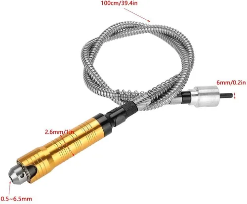 Vista 3 de Eje flexible, cable de eje flexible de 0.236 in, taladro eléctrico, herramienta de amoladora rotativa de 0.020-0.236 in para pulido, grabado