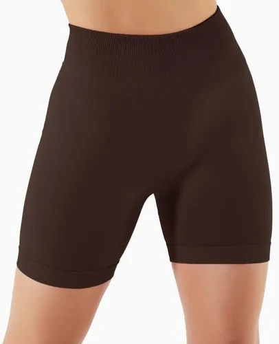 Vista 4 de EYHLKM - Pantalones cortos de yoga sin costuras para mujer, ropa deportiva de cintura alta, push up, fitness, a prueba de sentadillas, ropa
