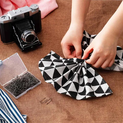 Vista 5 de MTLEE 200 horquillas para acolchar, costura, doble costura, bloqueo de acero inoxidable, pasadores en U para manualidades, costura, joyería, Negro