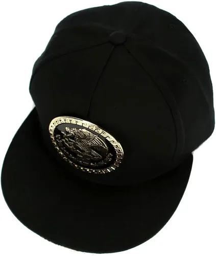 Vista 7 de Gorra de béisbol de México mexicano con logotipo federal dorado metálico Snapback Flat Bill
