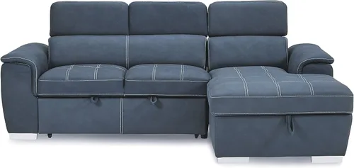 Vista 5 de Lexicon Cheyenne Sofá cama modular convertible, diván derecho, color azul