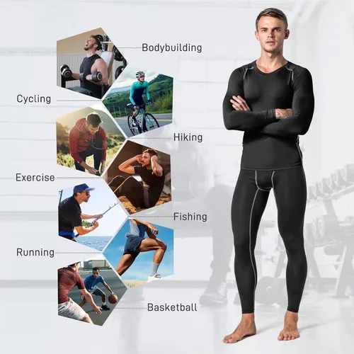 Vista 6 de Tesuwel Paquete de 1 o 2 pantalones de compresión para hombre, para baloncesto, atletismo, entrenamiento, correr, leggings deportivos para gimnasio