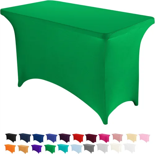 Vista 41 de Peomeise - Funda de mesa de elastano de 4 pies, mantel rectangular elástico de elastano (verde manzana, 4 pies)