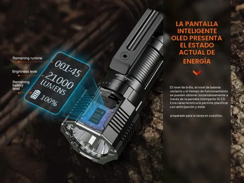 Vista 8 de fenix LR60R, linterna LED recargable de largo alcance ultra brillante 21,000 lúmenes 3,559.7 ft 113 horas máximo carga rápida de 45 W