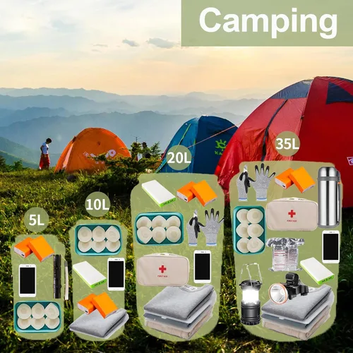 Vista 4 de Bolsas secas ligeras impermeables para kayak, 5L/10L/20L/35L, saco seco impermeable para viajes, barco, campamento, playa (azul, 10 L)