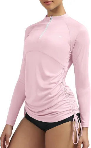 Vista 13 de Ewedoos - Camisas de baño con protección solar UPF 50+ contra salpullido para mujer, ropa de natación con protección solar SPF, camisas de manga