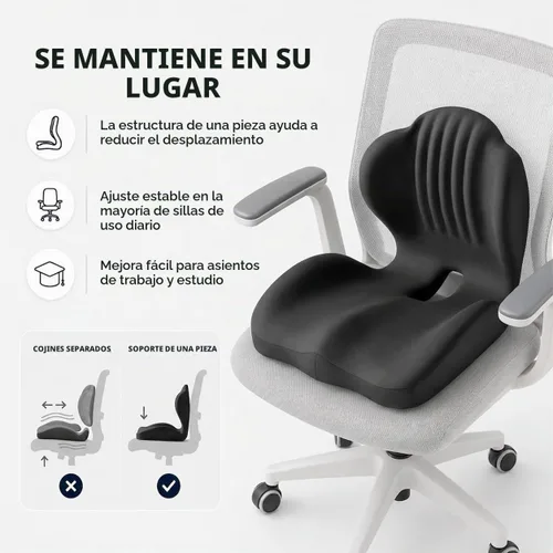 Vista 5 de Cojín ergonómico de espuma viscoelástica, almohada de apoyo lumbar en forma de L con alivio del coxis, almohadilla ortopédica para silla de oficina