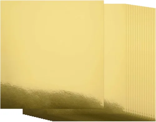 Vista 10 de Papel de cartulina dorado metálico, 60 piezas de 8.5 x 11 pulgadas (250 GSM) - Tablero de papel de aluminio dorado, superficie con acabado espejo