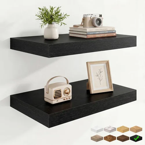 Vista 101 de Marsmiles 12in Depth Floating Shelves, 12x12x1.4, Rustic Brown, Set of 3 Marrón rústico