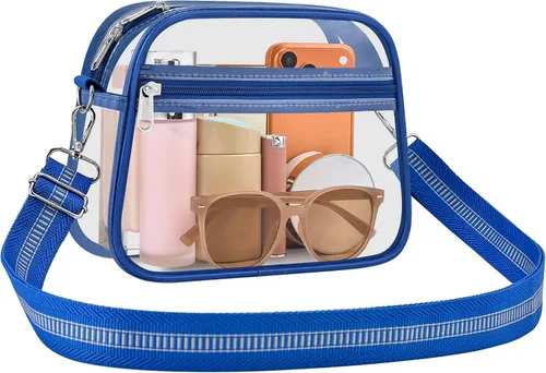 Vista 7 de Bolsa transparente para eventos de estadio, bolsa transparente para mujer, bolsa cruzada, correa de hombro ajustable para conciertos, deportes