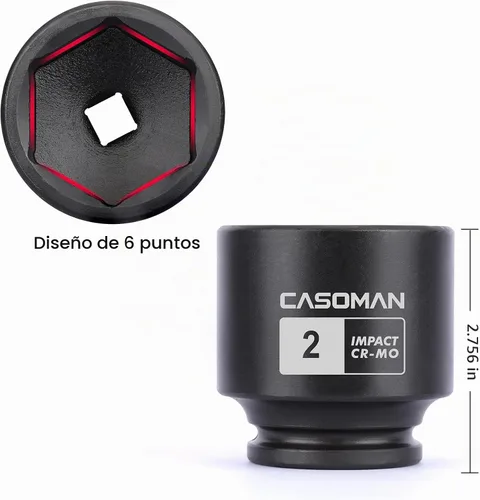 Vista 3 de CASOMAN Juego de dados de impacto de tuerca de eje de transmisión de 1/2 '', 6 puntos, CR-MO,1-13/16, 1-7/8, 1-15/16, 2 pulgadas, 4 piezas de 1/2