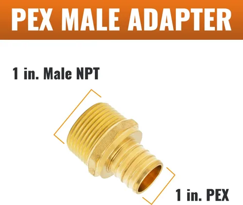 Vista 2 de SUNGATOR Paquete de 2 adaptadores machos Pex de 1 pulgada, latón sin plomo, accesorios Pex de 1 pulgada