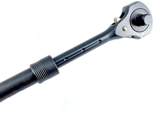 Vista 7 de MacWork Mango de trinquete de doble cabeza de 1/2 pulgadas y 3/8 pulgadas - Llave de trinquete negra telescópica con función de martillo