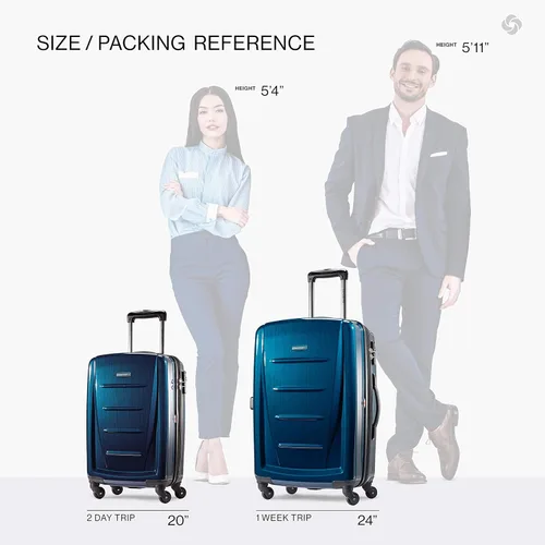 Vista 158 de Samsonite Winfield 2 Equipaje rígido con ruedas giratorias, Azul profundo, Juego de 3 piezas (20/24/28)