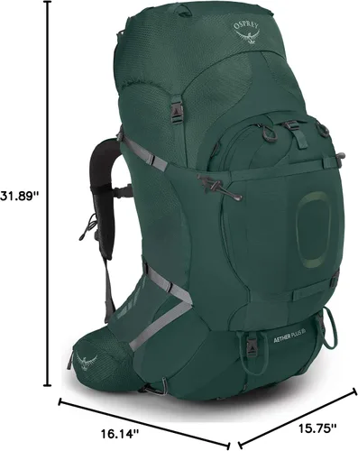 Vista 8 de Osprey Aether Plus 85L Mochila de mochilero para hombre, Axo Green, S/M
