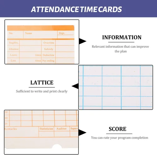 Vista 4 de Gadpiparty Tarjetas de tiempo semanales para empleados, hoja de tiempo, tarjetas térmicas semanales para reloj de tiempo, registrador de asistencia