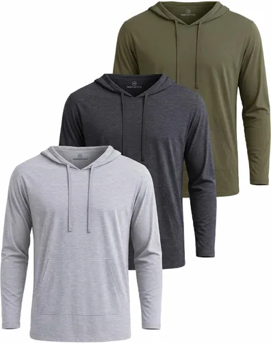Vista 12 de Real Essentials 3 Pack: Sudaderas con capucha de cordón de algodón para hombre, ligeras y casuales, con bolsillo