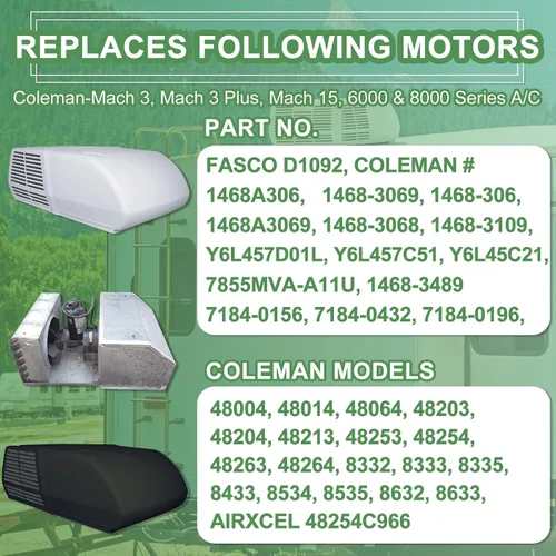 Vista 3 de HHQ Motor de aire acondicionado RV con condensador, reemplazo directo para motor de ventilador de CA Coleman Mach RV, reemplaza a Fasco D1092, 1/3