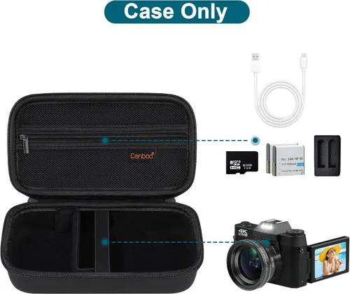 Vista 2 de Canboc Funda para cámara digital 4K para Femivo/IWEUKJLO/VETEK/VJIANGER 4K 48MP Vlogging para fotografía y video, bolsa para cámara de vlog